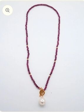Ruby Necklace With Baroque Pearl